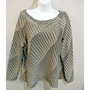 Dana Buchman Textured Pullover Top Size XL 3/4 Sleeve Beige & Black